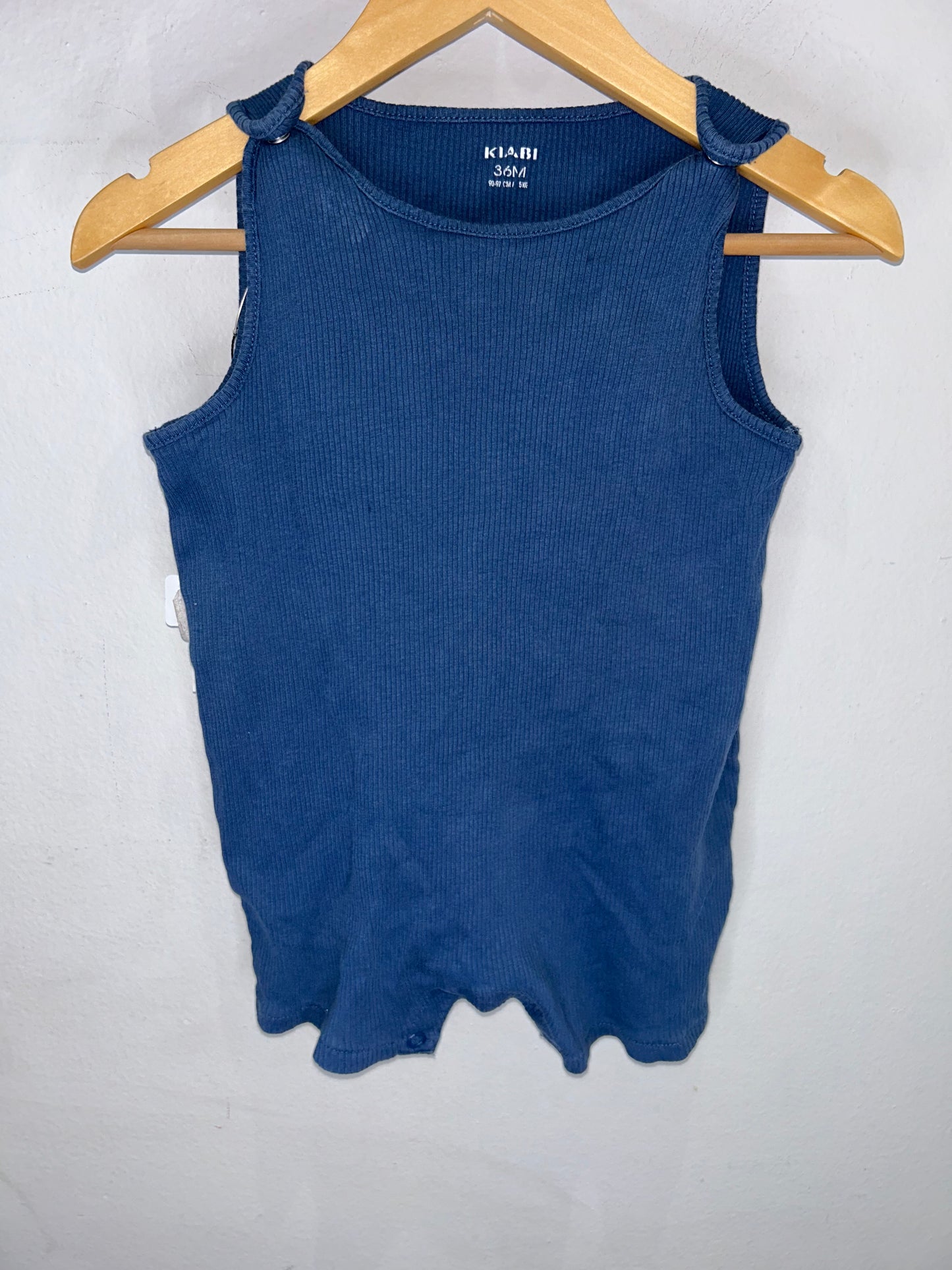 Blue ribbed shorty romper 3y