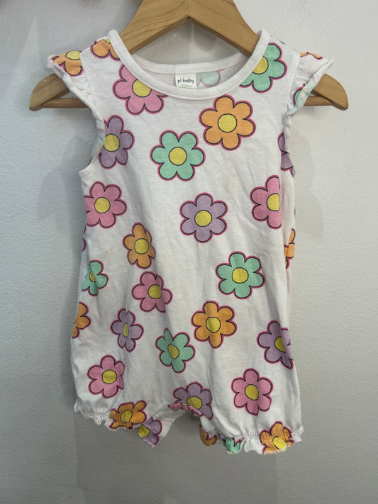 Groovy flowers shorty romper 12m
