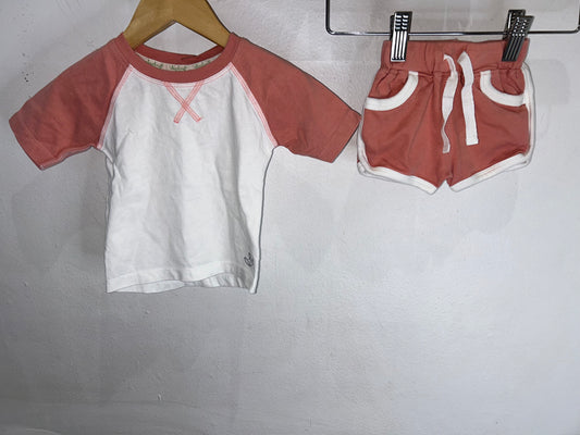 Sapling Coral Short Set 0-3m