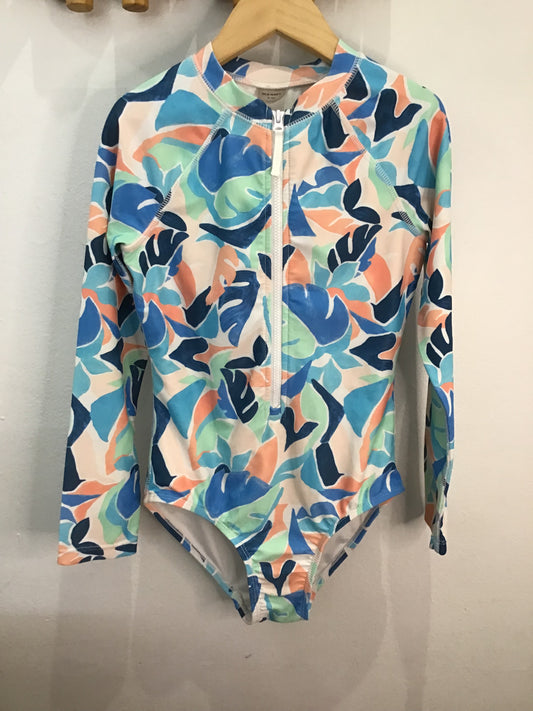 Pastel leaves swimsuit 8y