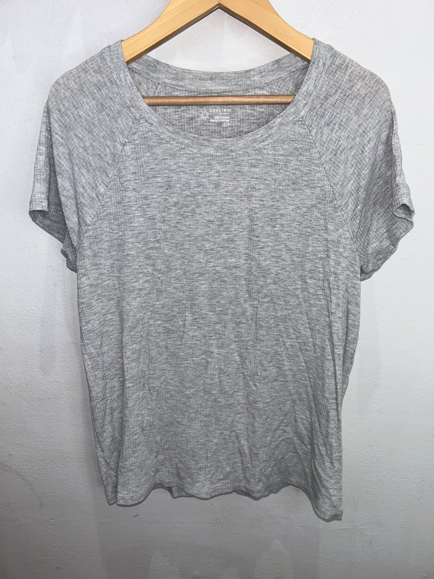 Grey ribbed soft tee- adult S