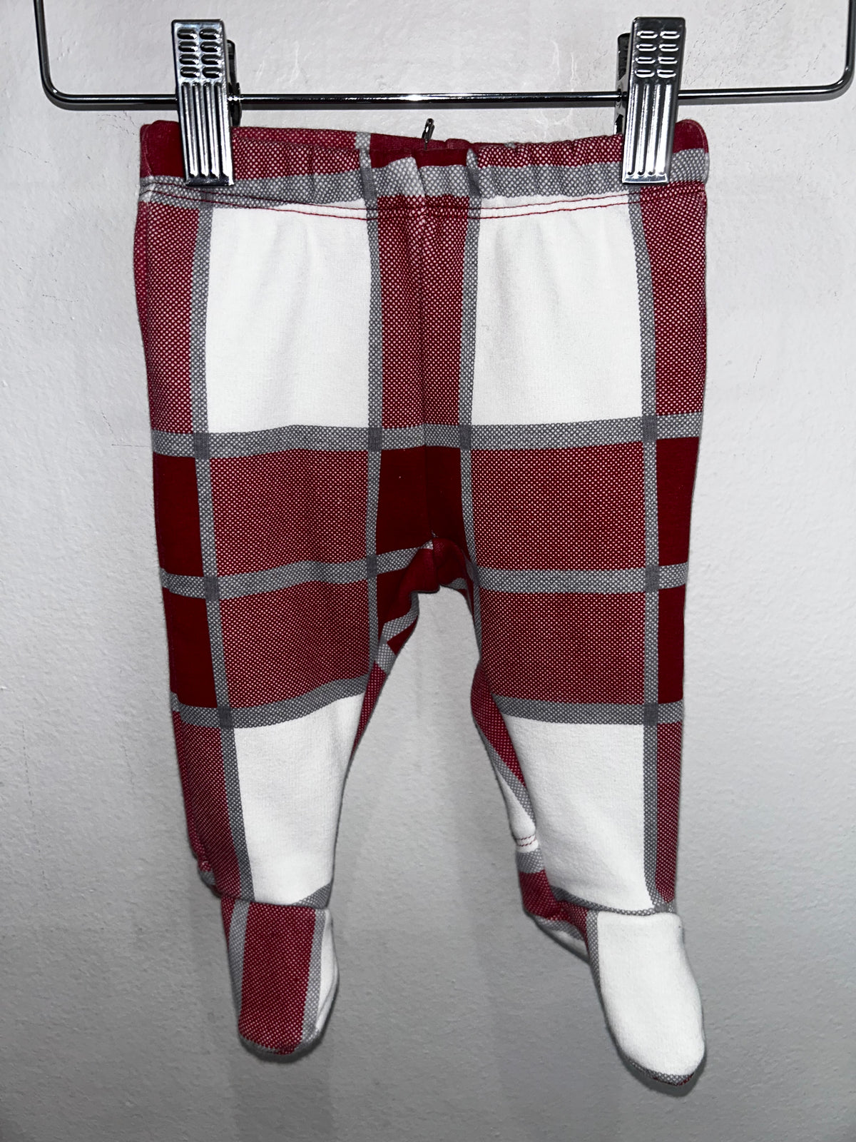 Red checkered sock pants 1-3m