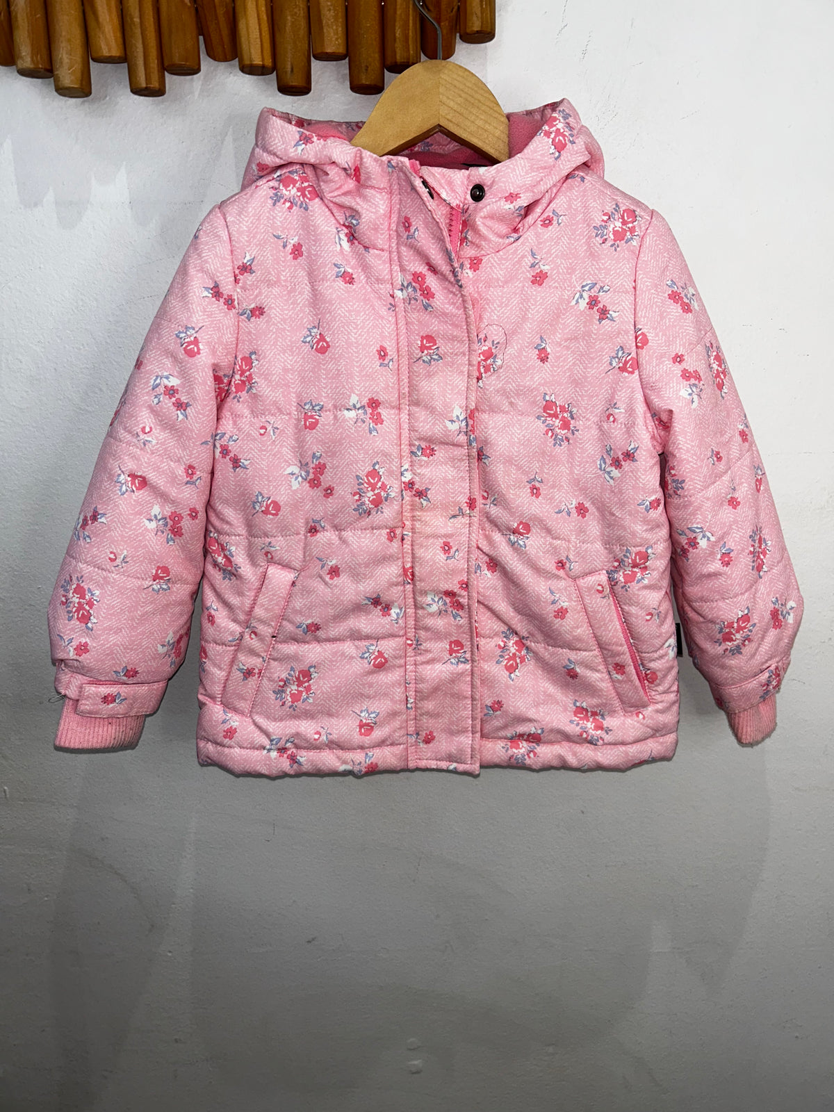 Pink floral midweight jacket 3y