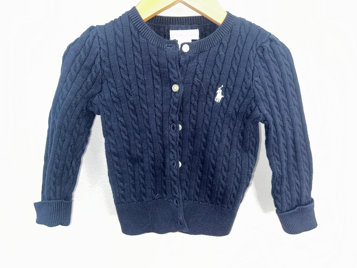 Navy cable knit cardigan 18m