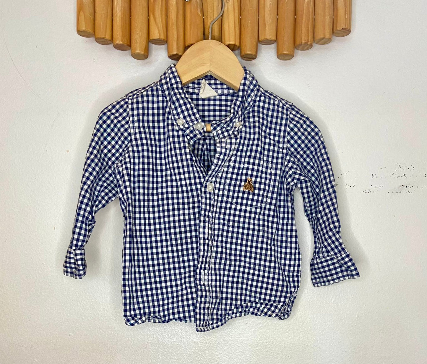 Blue checkered shirt 12-18m