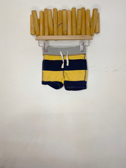 Yellow stripe shorts 6-12m