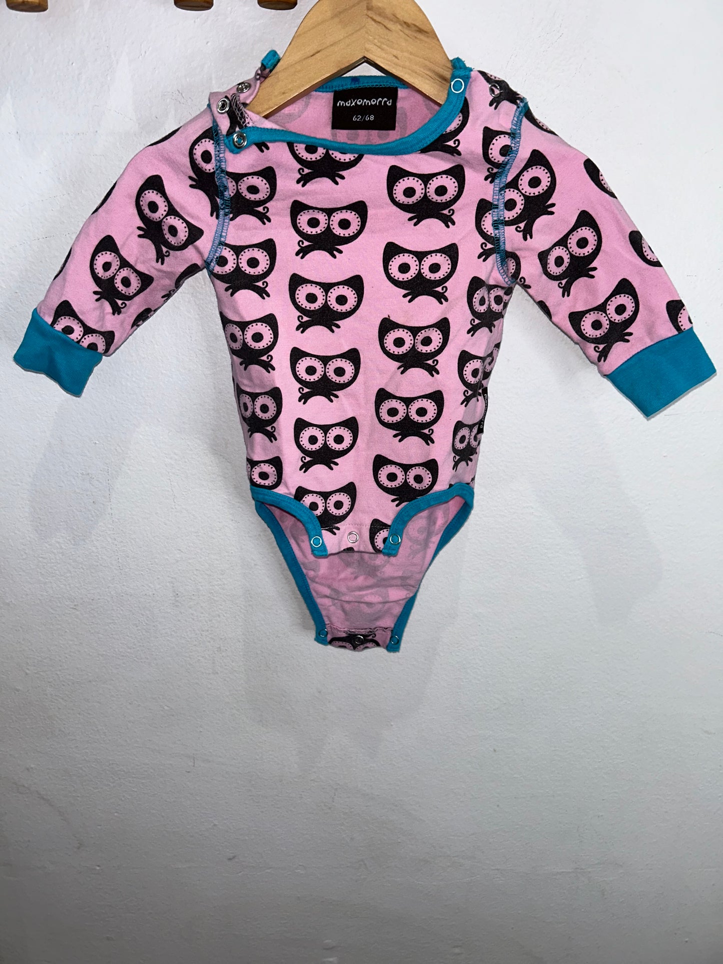 Maxomorra Owl onesie 3-6m