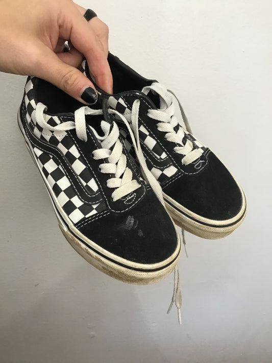 Y1 black checkerboard Vans