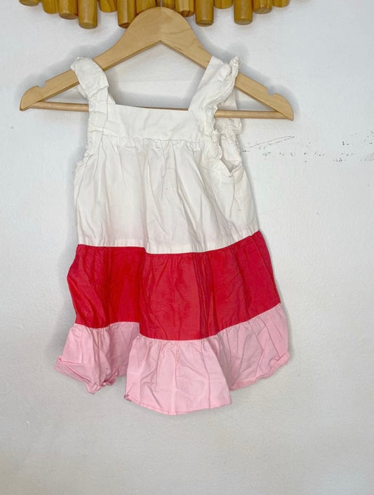 Tricolour pink dress 18-24m