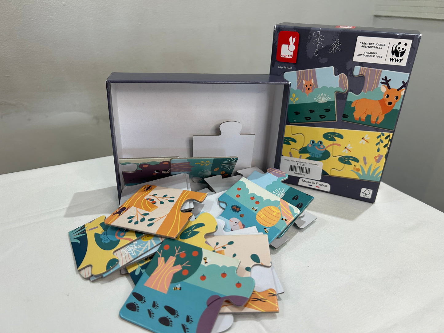 Janod 3 piece animal puzzles (10 puzzles)