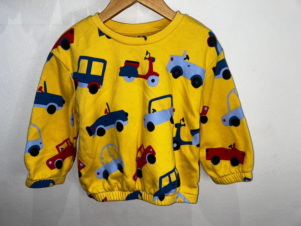 Yellow vehicles pullover 2-3y