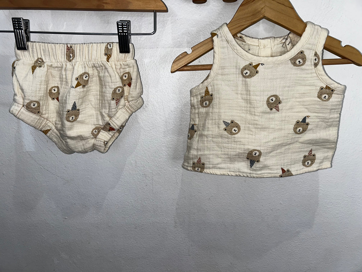 Quincy Mae birthday bear set 3-6m