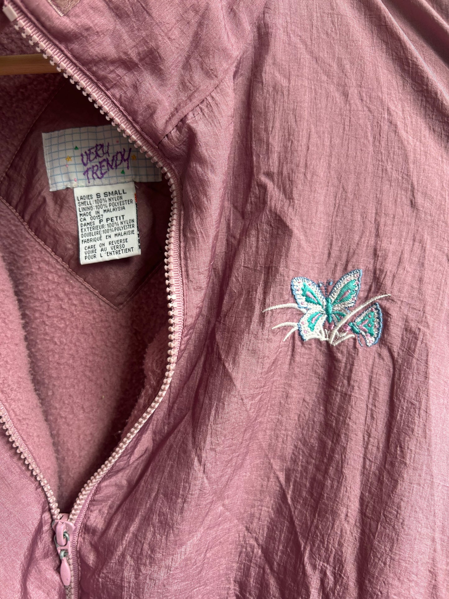 Vintage dusky purple fleece-lined jacket S