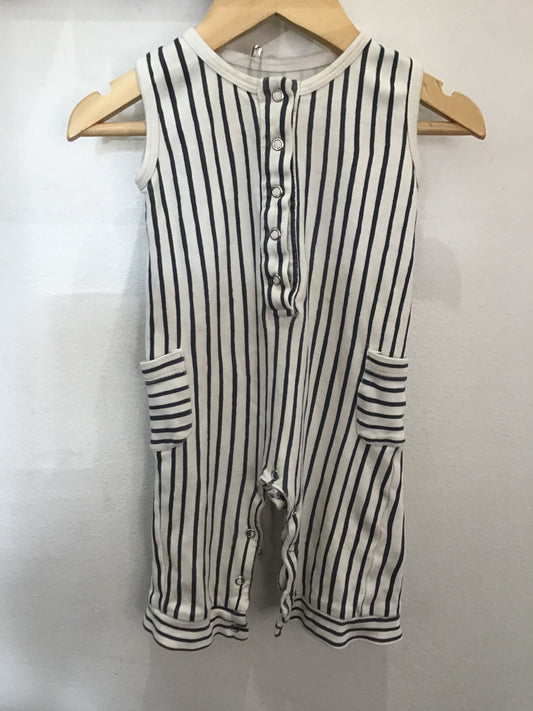 Pehr blue striped romper 3-6m
