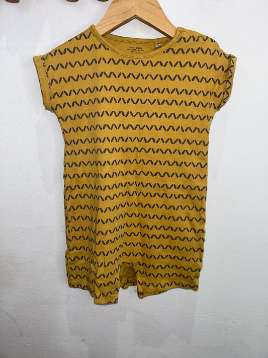 Yellow pattern shorty romper 2-3y