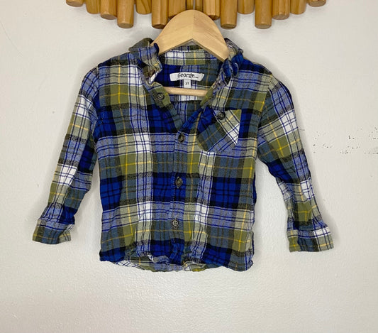 Blue checkered flannel shirt 2y