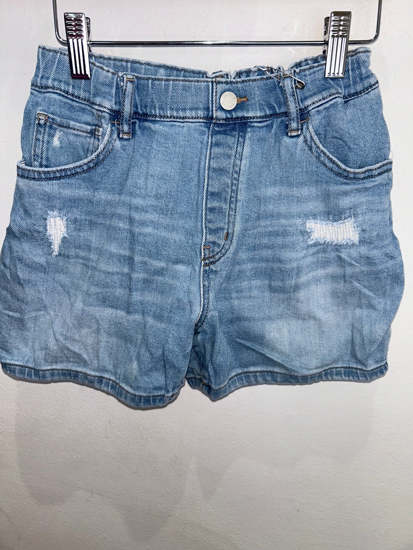Pull-on distressed denim shorts 9-10y