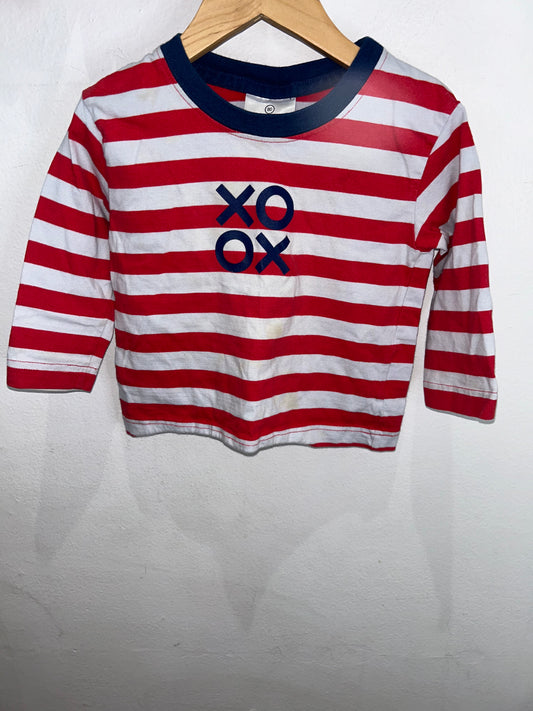 Hanna Andersson stripes xo shirt 12-18m*