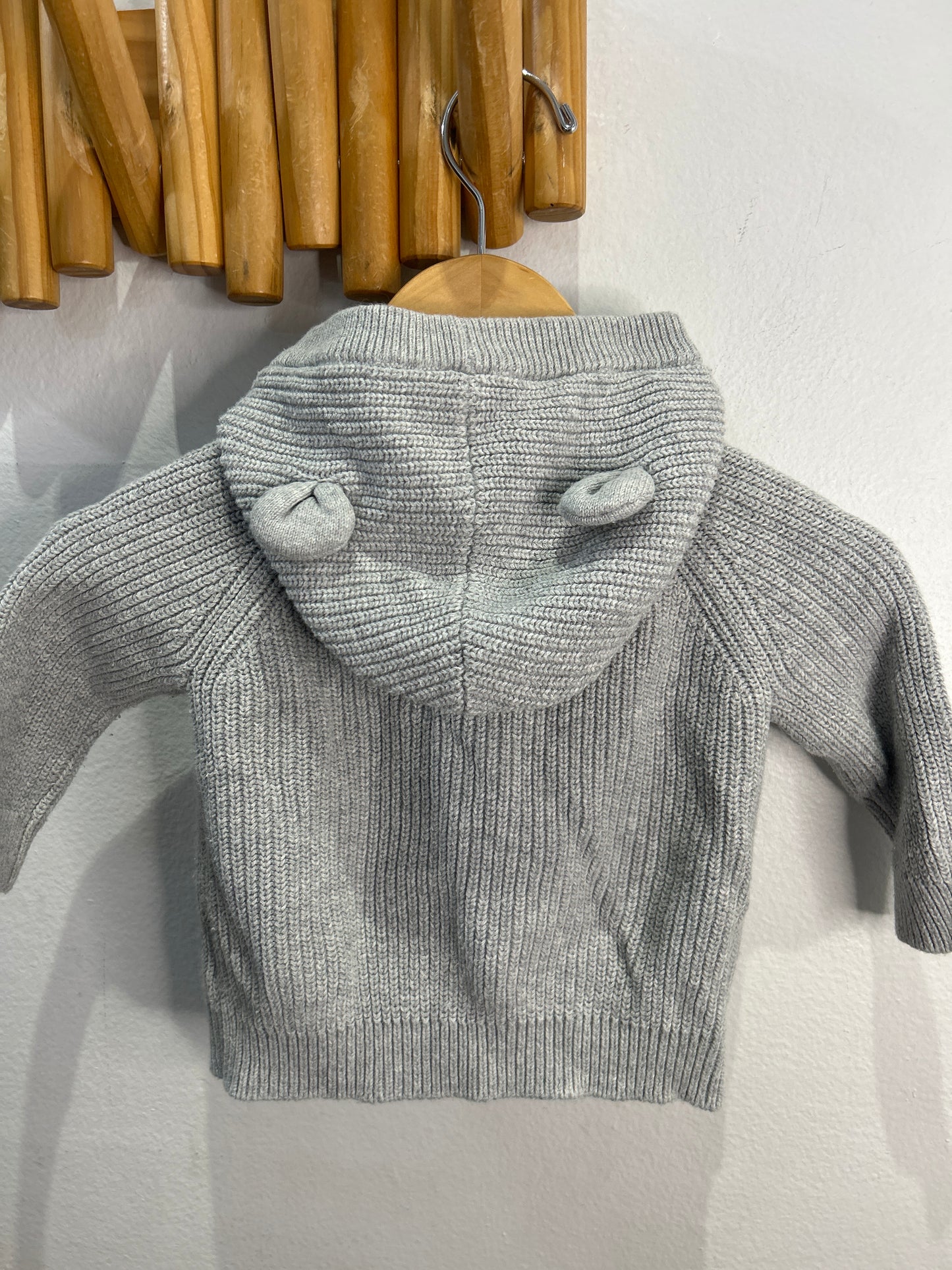 Hooded grey cardigan 3-6m