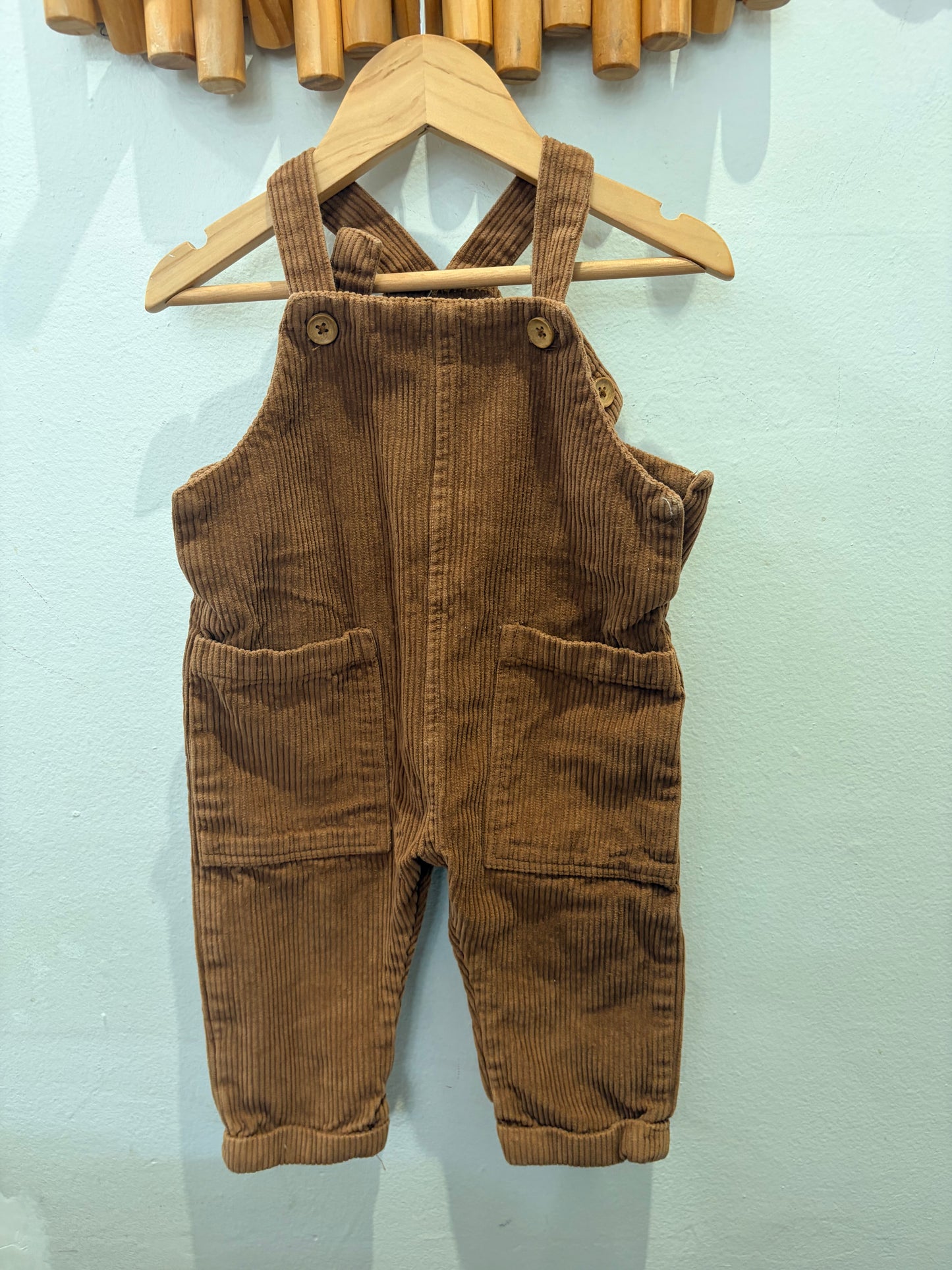 Brown corduroy romper 12-18m