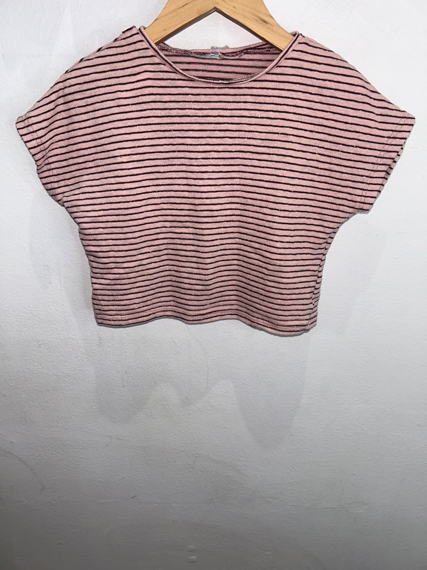 Pink striped boxy tee 2y
