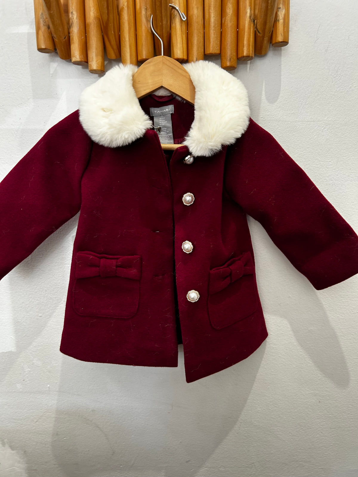 Maroon fancy  coat 9-12m