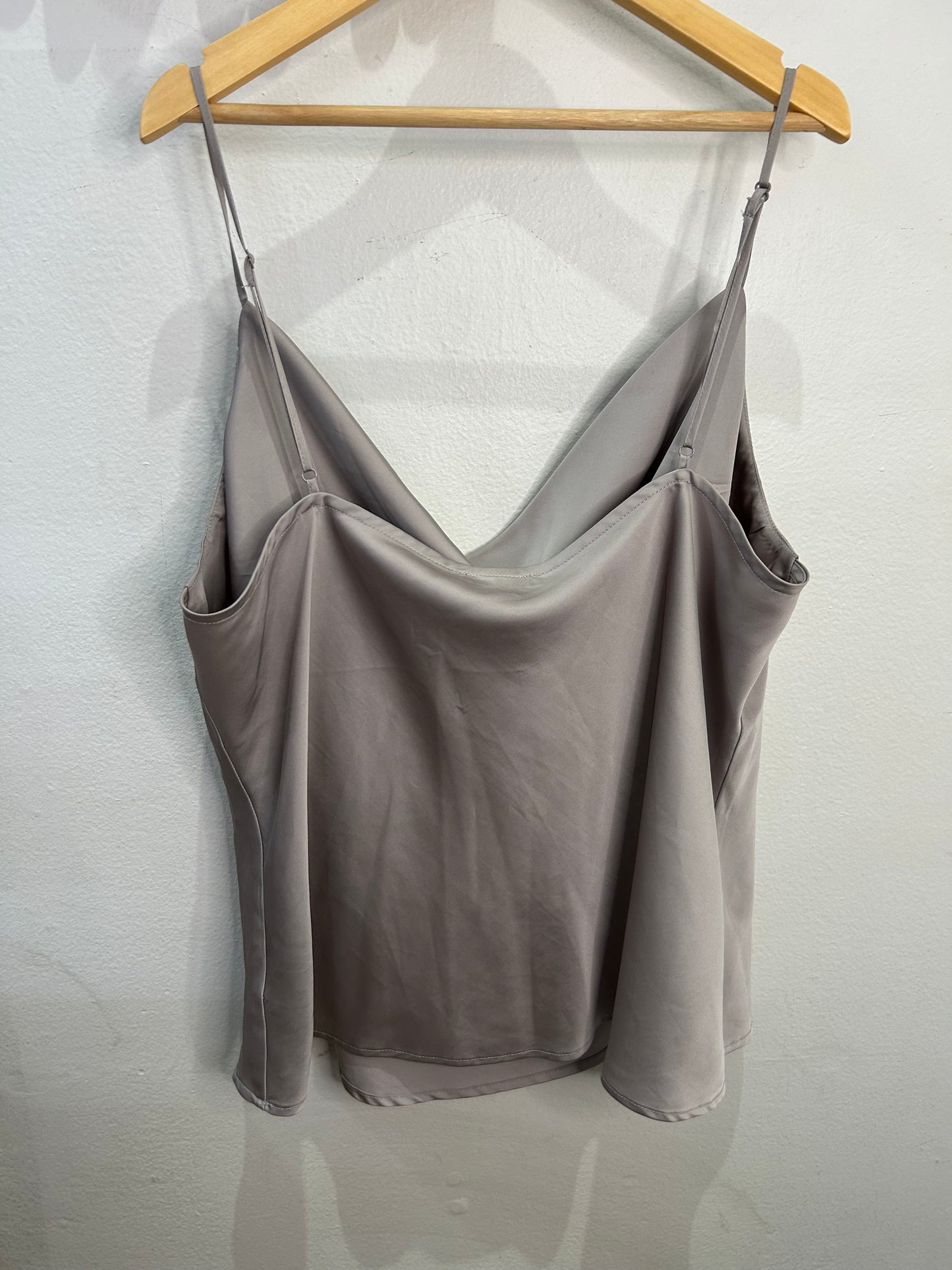Grey silk cowl neck tanktop- adult L