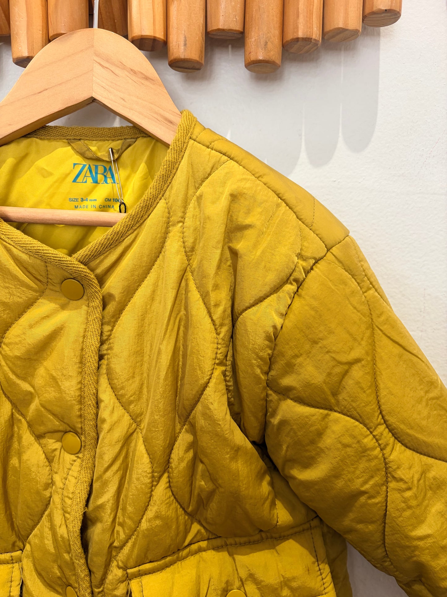 Chartreuse puffer jacket 3-4y