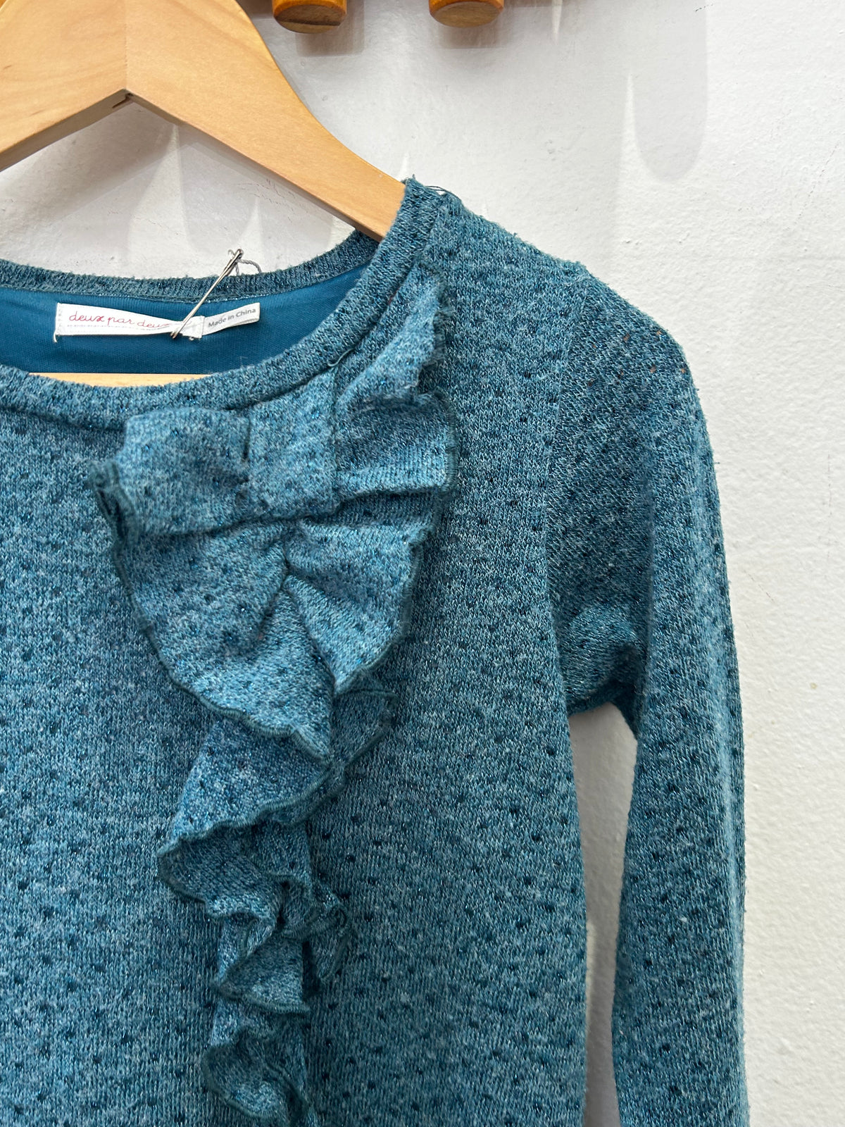 Deuxpardeux teal sweater dress 7y