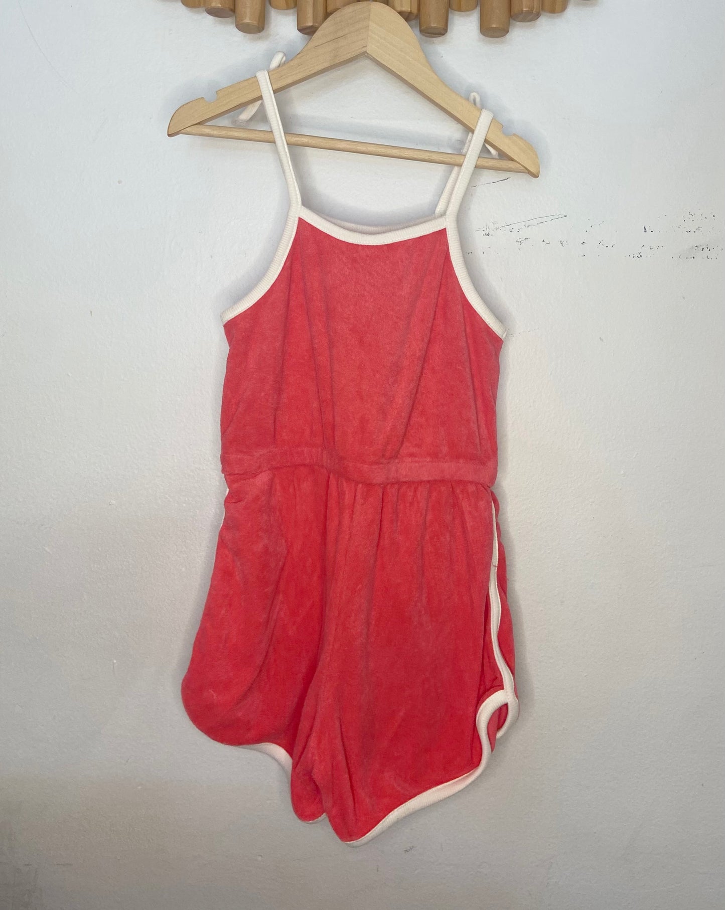 Red terry shorty romper 5y