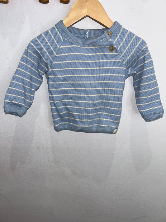 Waffle blue stripes sweater 6-9m