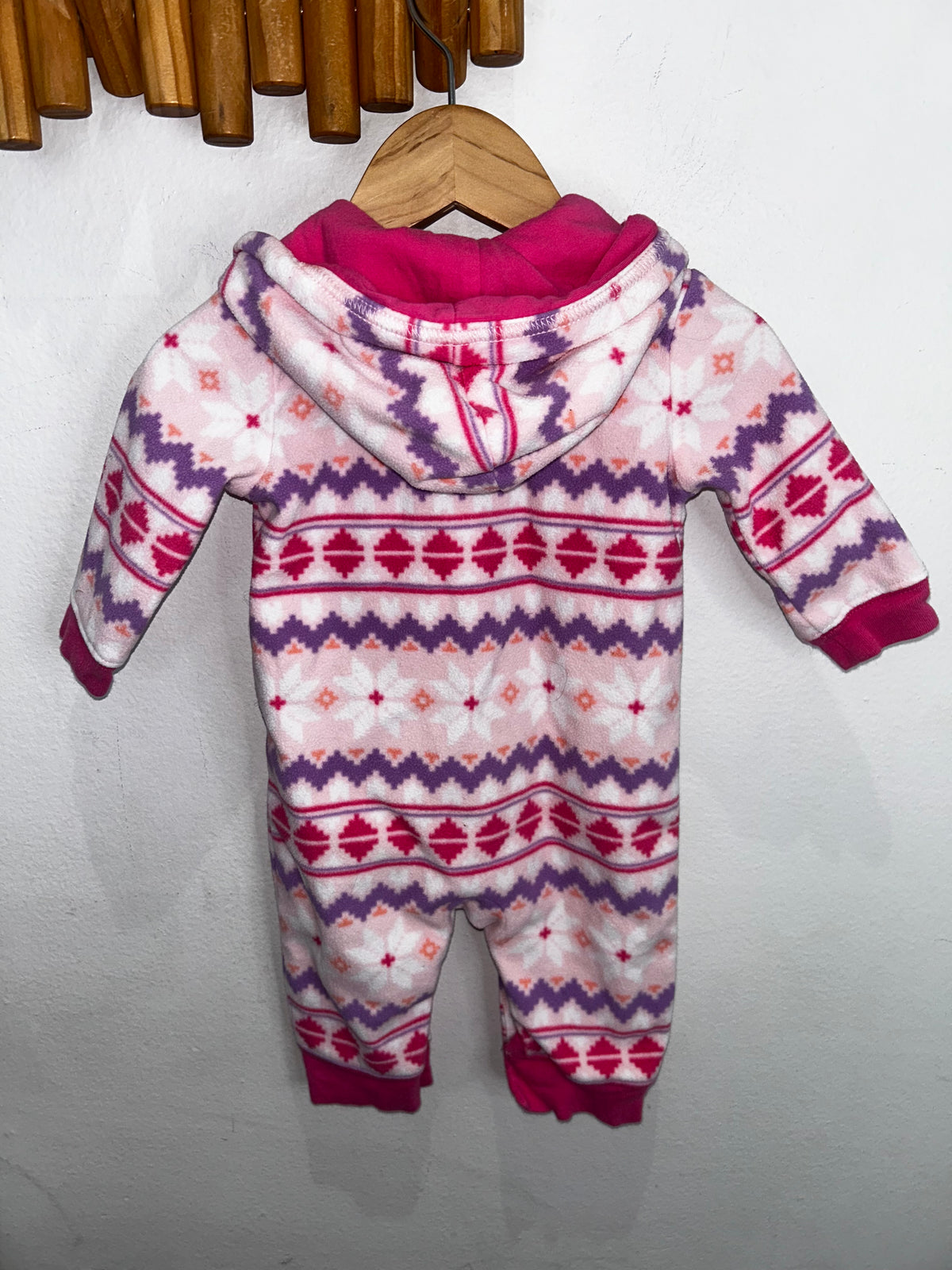 Pink fleece romper 3-6m