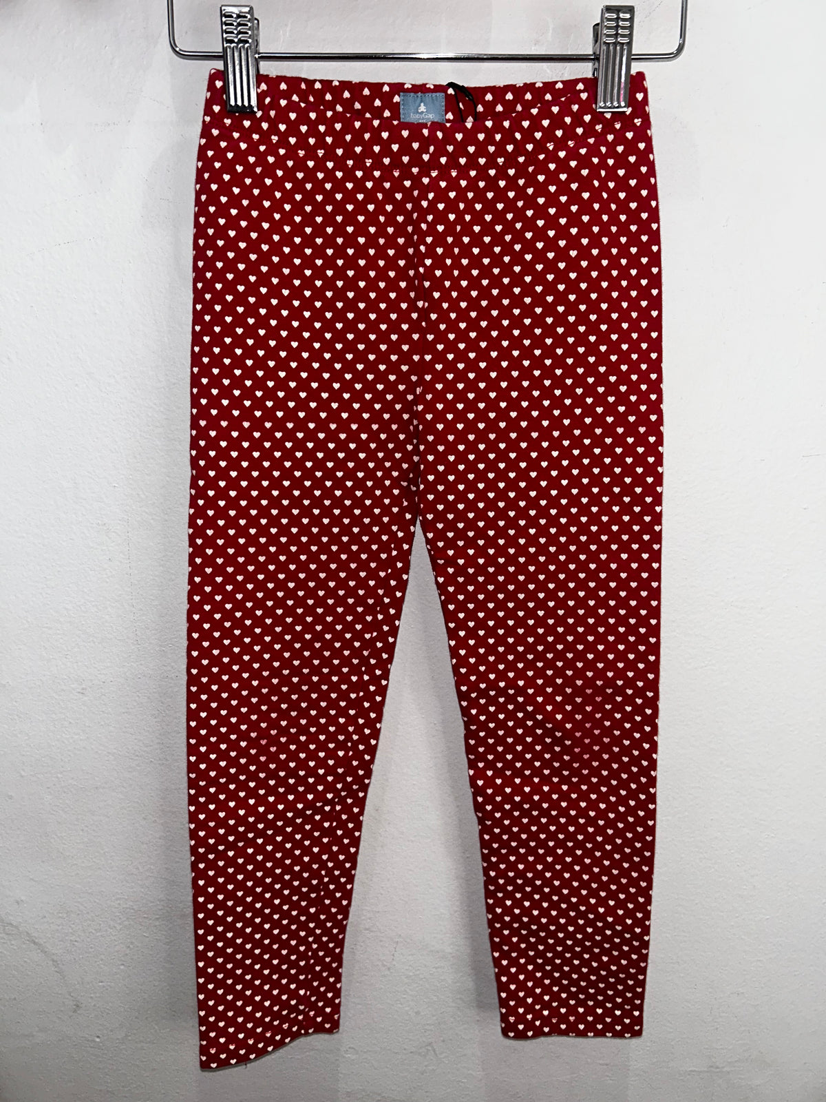 Red hearts thick leggings 5y