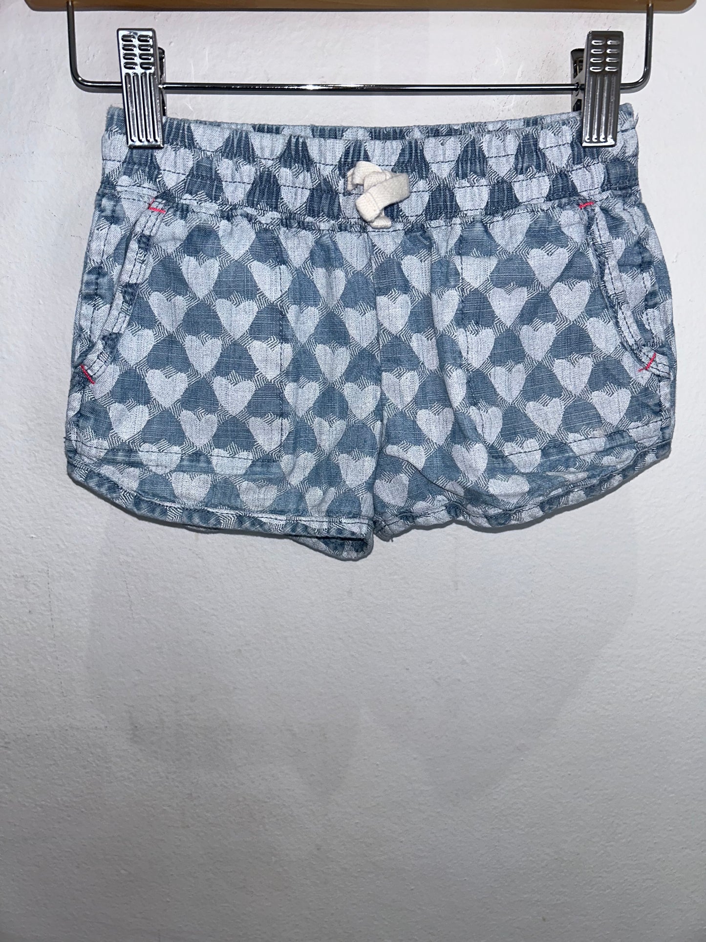 Denim hearts elastic waist shorts 4y