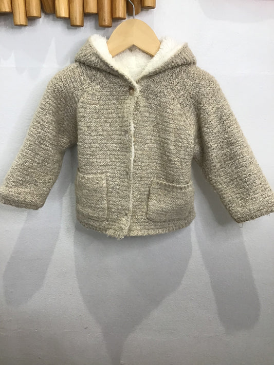 Beige fur lined sweater 6-9m
