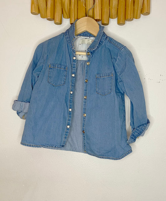 Pearl button chambray shirt 2-3y