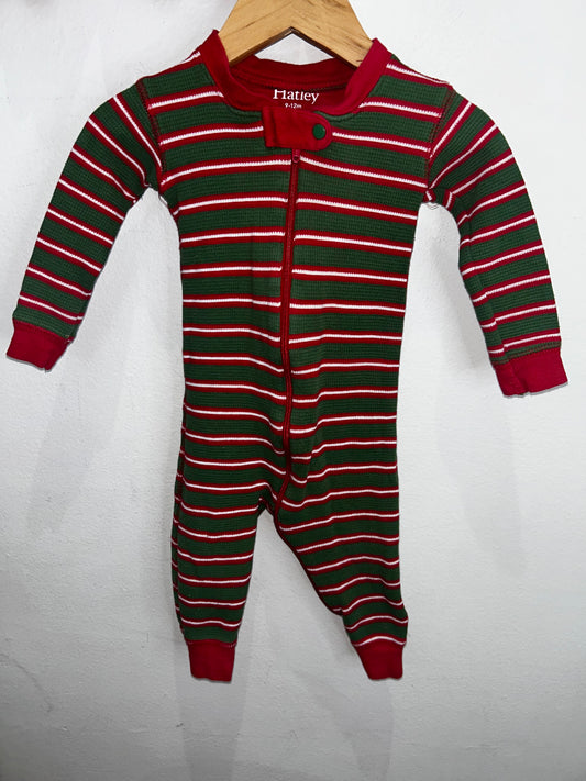Hatley green stripe waffle sleeper 9-12m