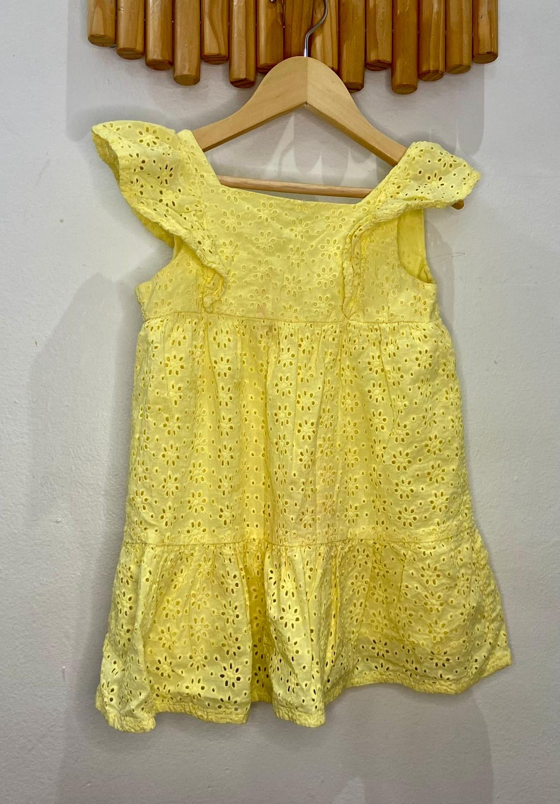 Yellow eyelet dress 3y