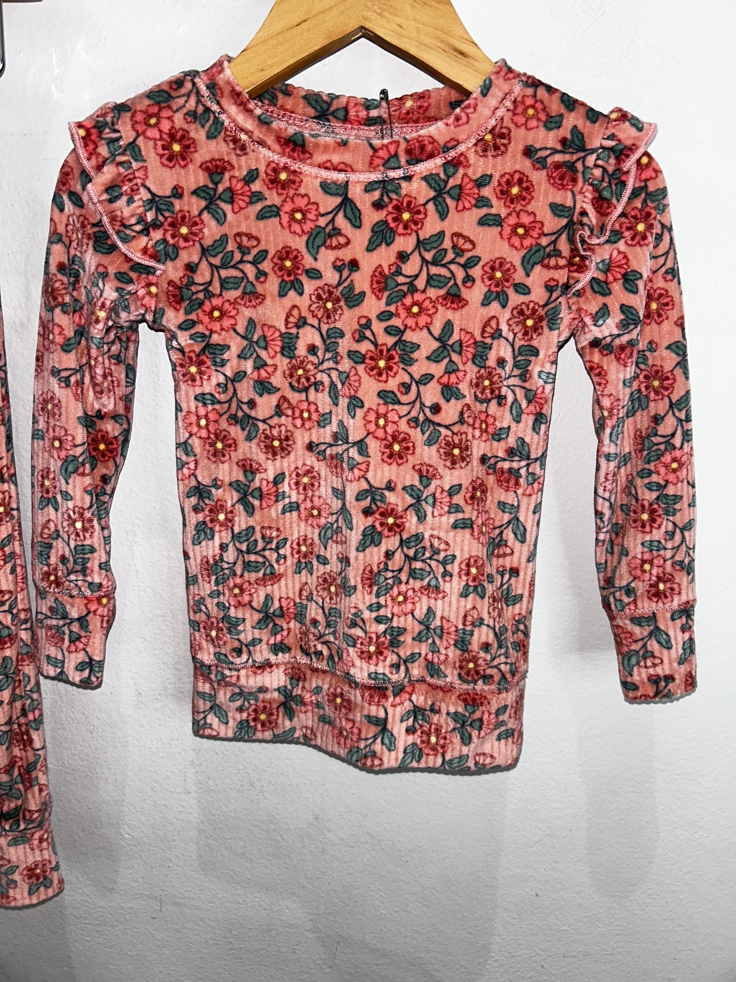 Peach velour flower set 2y