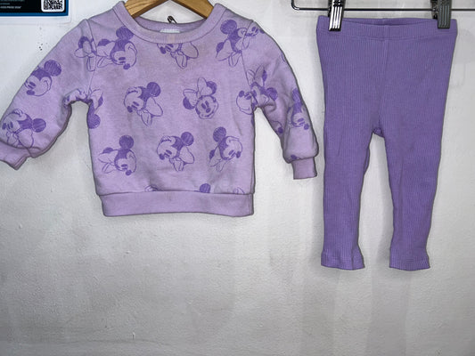 Purple Mickey pullover set 6m