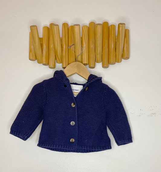 Navy knitted cardigan 3-6m