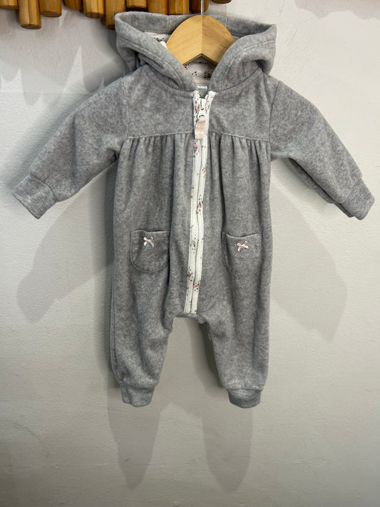Grey fleece romper 3m