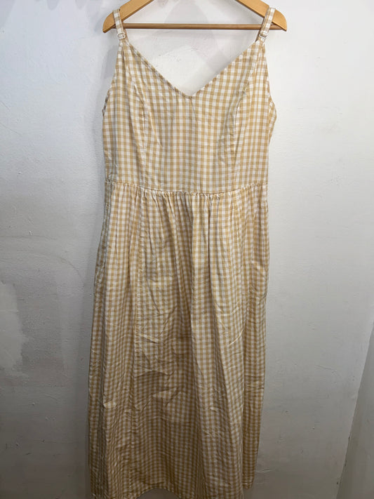 Brown checkered midi dress - adult M NEW