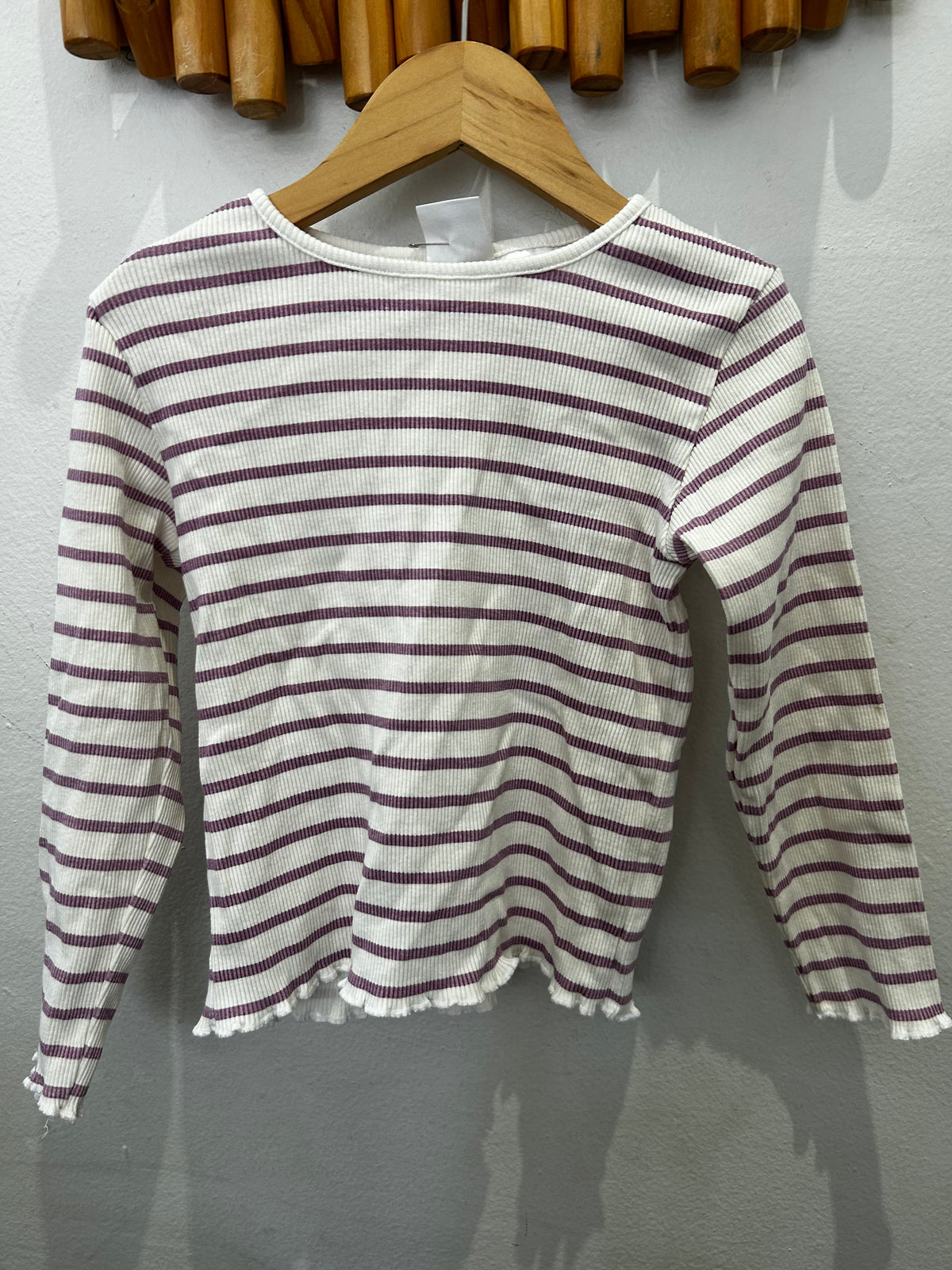 Purple rib stripe longsleeve 4-5y