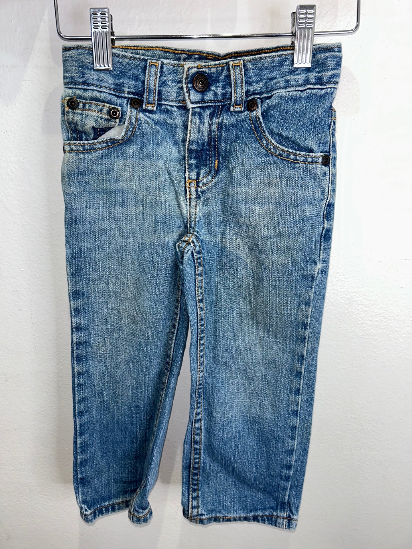 Snap button straight leg jeans 2y