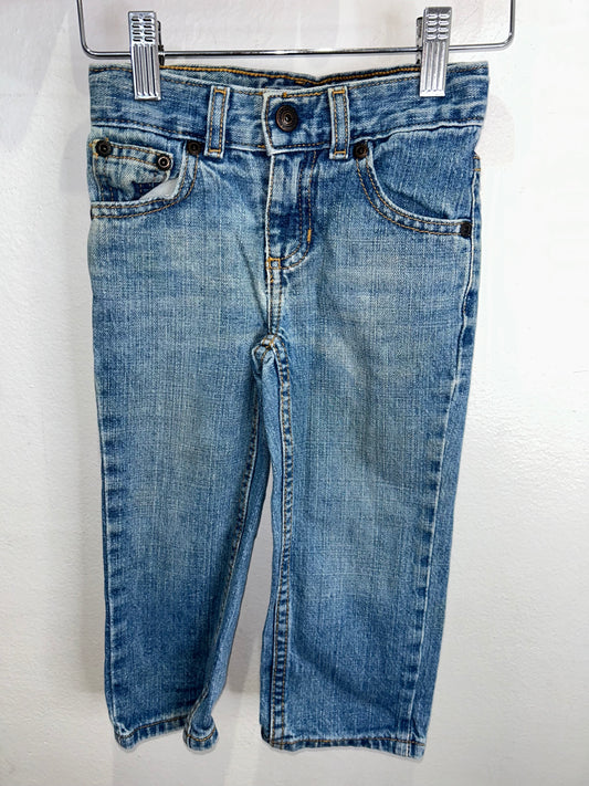 Snap button straight leg jeans 2y