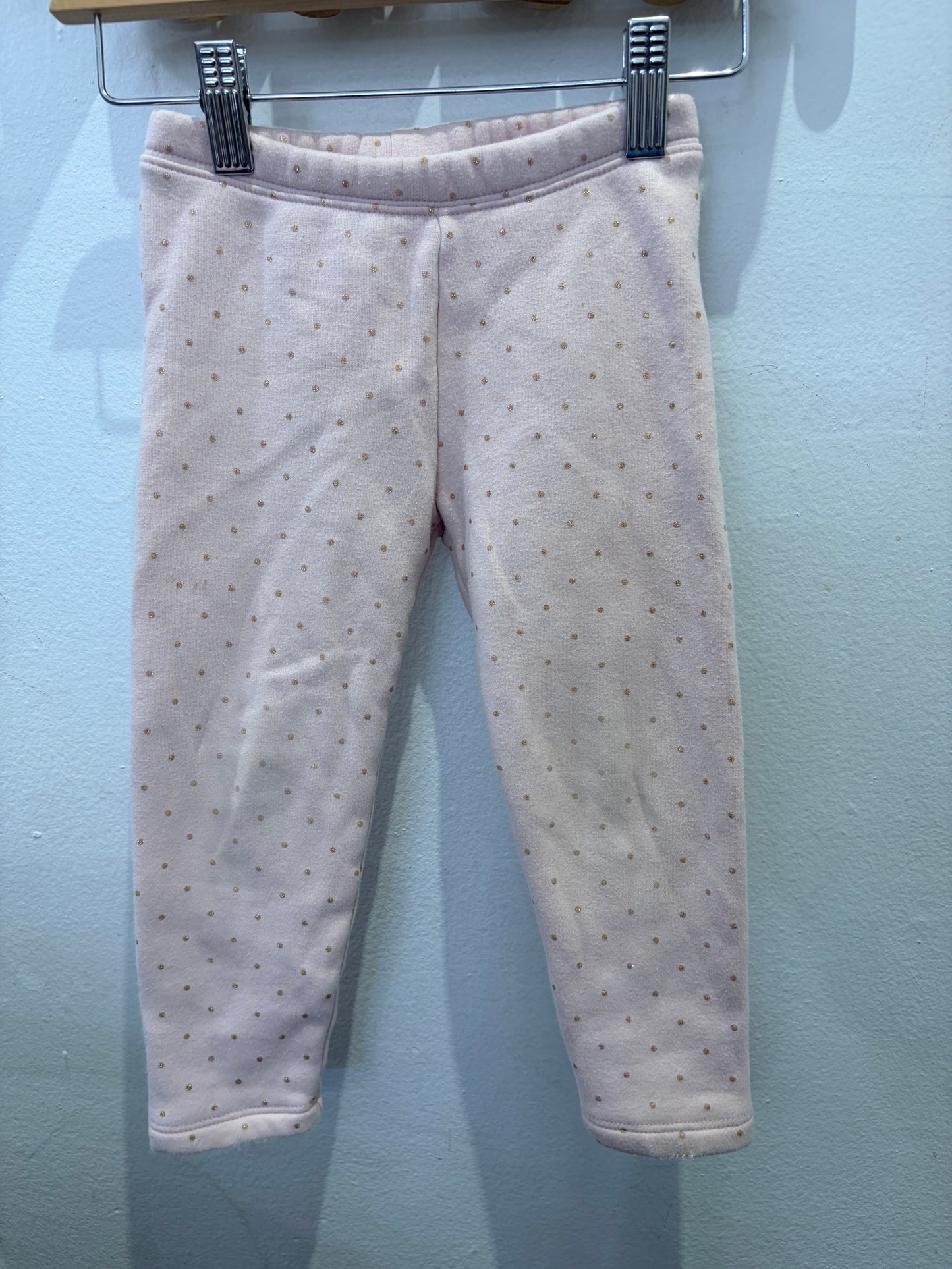 Pink dots fleece lined pants 3y