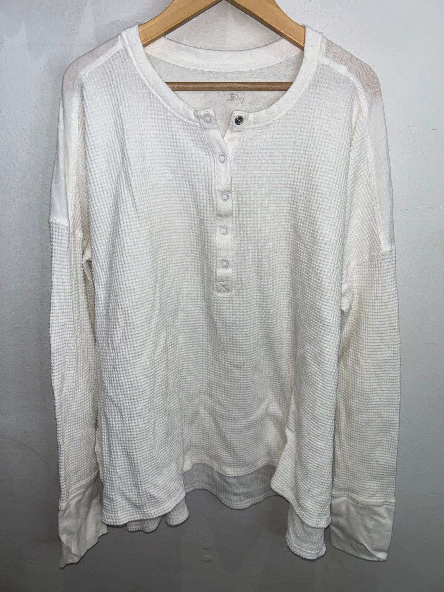 White waffle henley- adult S