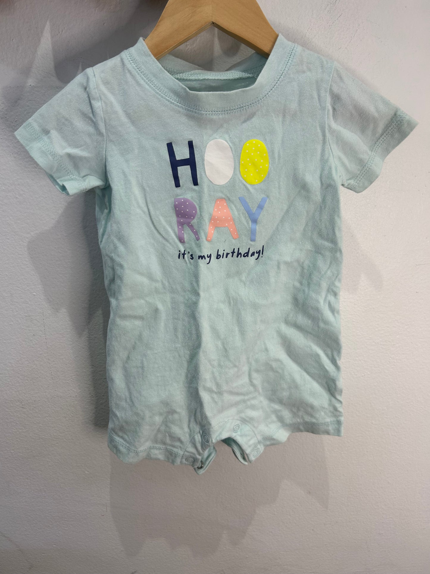 Birthday shorty romper 12m
