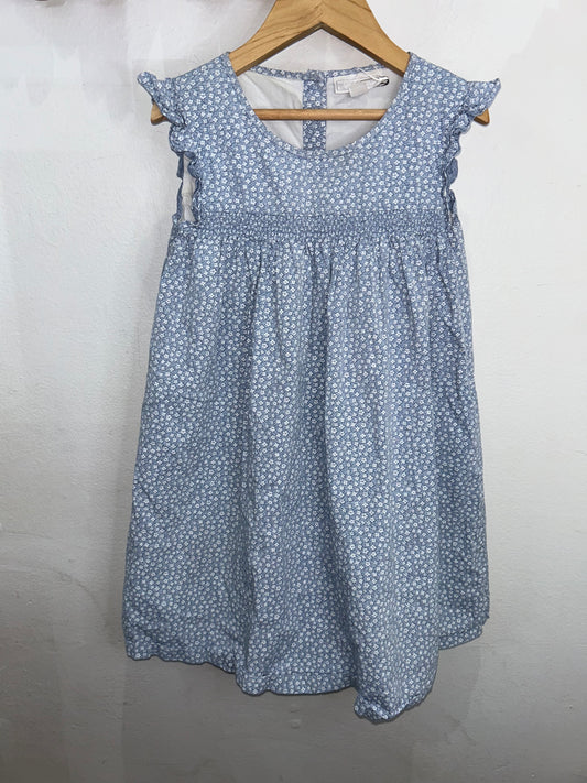 Blue floral smocked dress 5-6y
